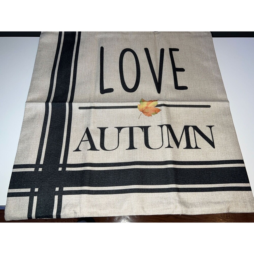 Love Autumn Sofa Pillow Cover Case 17” Neutral Color Zip Closure Home Fall Decor